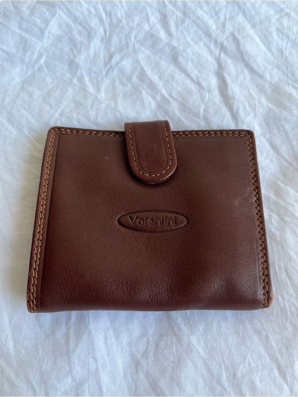 Valentini Soft Leather Wallet Bifold Coin Cards Snap EUC Slim
